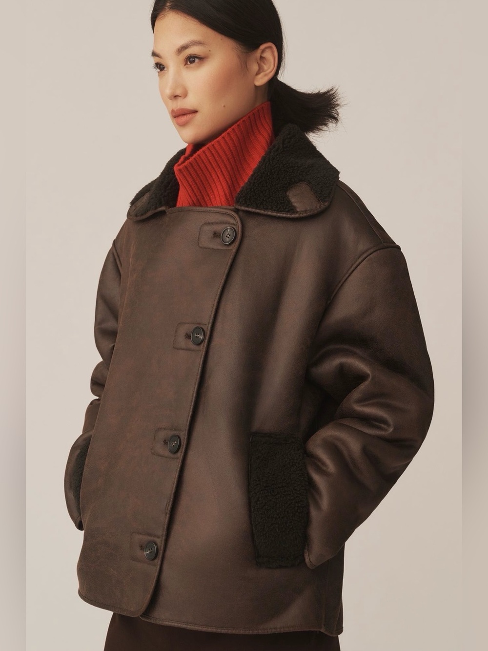 Pilcro Faux Shearling Cocoon Coat - Picture 2 of 13